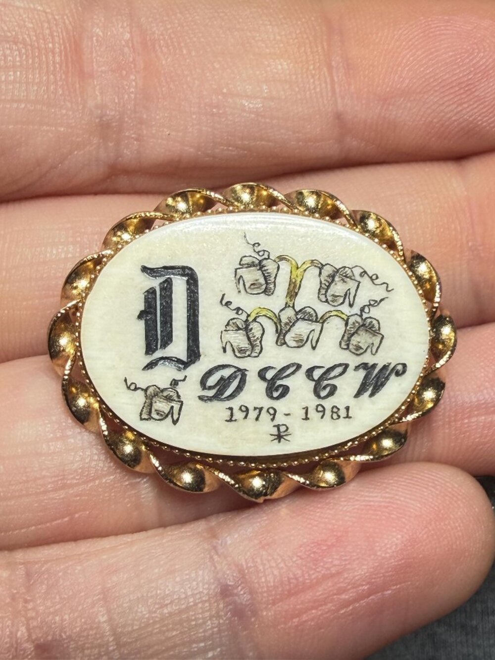 DCCW Lapel Pin Vintage Catholic Diocesan Council Women 1979 1981